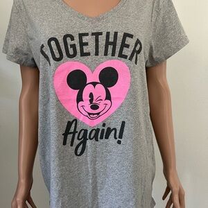 Gray Tee with Pink Heart Mickey Graphic
